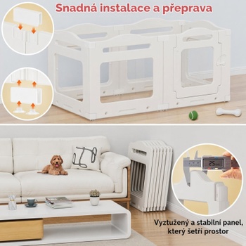 Koterec pre psov YL-41, 129 x 68 x 60 cm, 5+1 panelov, biely - A