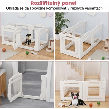 Koterec pre psov YL-41, 129 x 68 x 60 cm, 5+1 panelov, biely - A