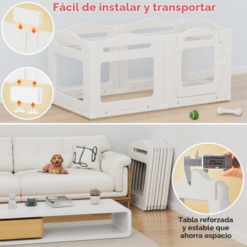 Koterec pre psov YL-41, 129 x 68 x 60 cm, 5+1 panelov, biely - A