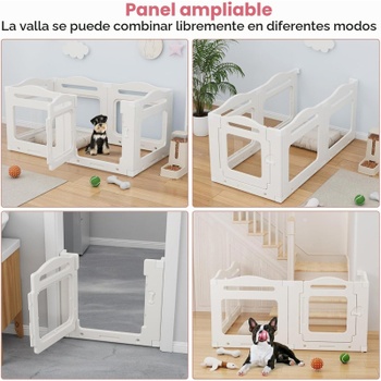 Koterec pre psov YL-41, 129 x 68 x 60 cm, 5+1 panelov, biely - A