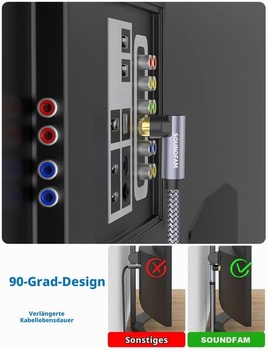 RCA kabel pro subwoofer 8m, 90° RCA konektor, 75 ohmů, pozlacený 24K zlatem, šedý - 1x 90° RCA