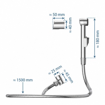 Ručná sprcha k umývadlu 78016, hadica 150 cm, bidetová, strieborná - A