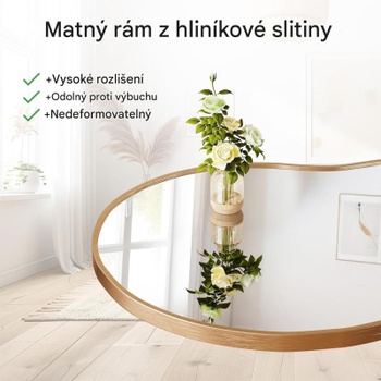 Asymetrické zrkadlo, hliníkový rám, 66 x 116 cm, zlaté - A