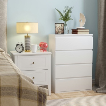 Komoda so 4 zásuvkami FMD-124, 60 x 40 x 80 cm, biela - A