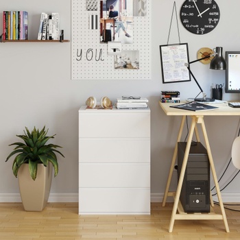 Komoda so 4 zásuvkami FMD-124, 60 x 40 x 80 cm, biela - A