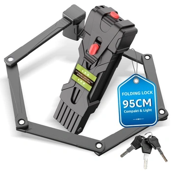 Skladací zámok na bicykel - dĺžka 95 cm, skladací zámok na bicykel s oceľovými článkami - kompaktný zámok