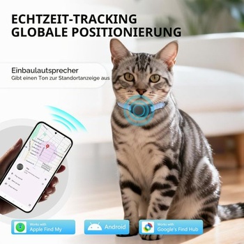 Obojok pre sledovanie mačiek (iOS a Android) - SmartTag Cat Tracker bez predplatného - Kompatibilný s