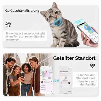 Obojok pre sledovanie mačiek (iOS a Android) - SmartTag Cat Tracker bez predplatného - Kompatibilný s
