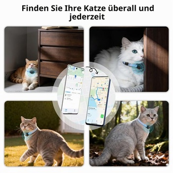 Obojek pro sledování koček (iOS a Android) - SmartTag Cat Tracker bez předplatného - Kompatibilní s