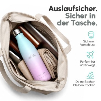Láhev na vodu Mont-Clair z nerezové oceli 750 ml, azurová a růžová