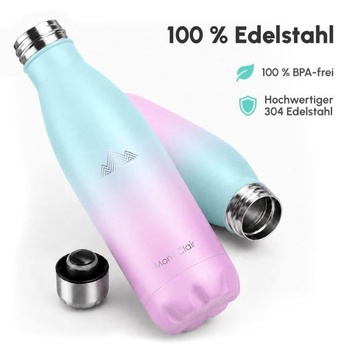 Láhev na vodu Mont-Clair z nerezové oceli 750 ml, azurová a růžová