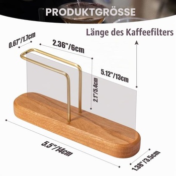 Držiak na kávový filter, držiak na kávový filter z prírodného dreva, držiak na kávový filtračné vrecko,