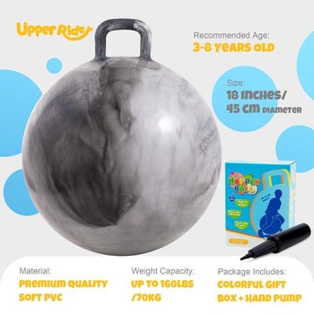 Skákacia lopta U&C Planet 45 cm pre deti od 3 do 6 rokov s pumpičkou, 45 cm, nebesky šedá