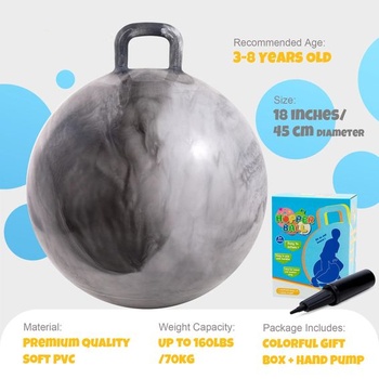 Skákacia lopta U&C Planet 45 cm pre deti od 3 do 6 rokov s pumpičkou, 45 cm, nebesky šedá