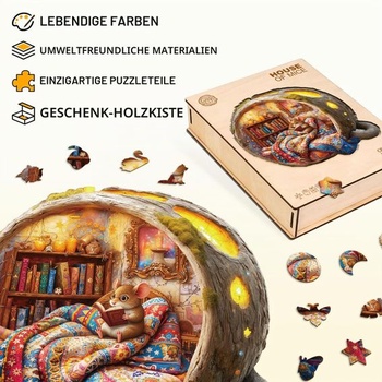Jigfoxy drevené puzzle pre dospelých, drevené puzzle s myšou, unikátne drevené puzzle so zvieratami,