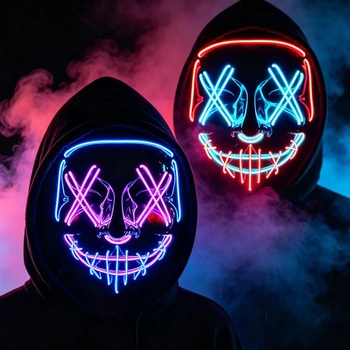 WUJUN Zářící Halloweenská Maska Vtipná Grimasa Cosplay…