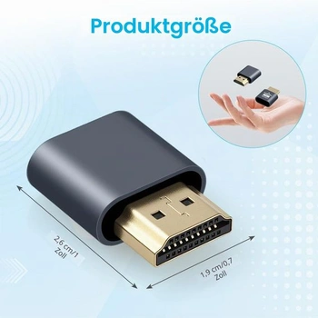 AXFEE 2PCS HDMI zástrčka, bezhlavý Ghost Display, emulátor, hliník, šedá - 2 kusy