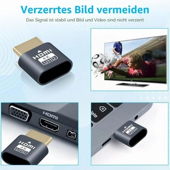 AXFEE 2PCS HDMI zástrčka, bezhlavý Ghost Display, emulátor, hliník, šedá - 2 kusy