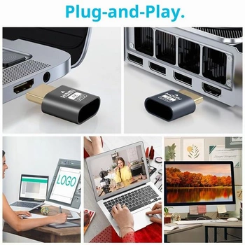 AXFEE 2PCS HDMI zástrčka, bezhlavý Ghost Display, emulátor, hliník, šedá - 2 kusy