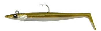 Savage Gear Sandeel V2-2 měkké plastové nástrahy + 1 jigová hlavička 12 cm bílá perleťově stříbrná