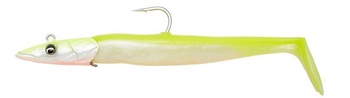 Savage Gear Sandeel V2-2 mäkké plastové nástrahy + 1 jigová hlavička 12 cm biela perleťovo strieborná