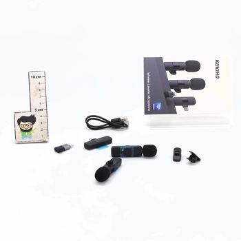 Bezdrátový klopový mikrofon KUKIHO pro iPhone/iPad/Android (2 vysílače), mini klipový mikrofon s