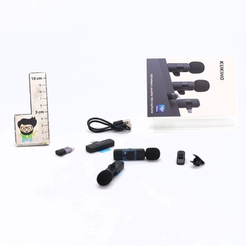 Bezdrôtový klopový mikrofón KUKIHO pre iPhone/iPad/Android (2 vysielače), mini klipový mikrofón s