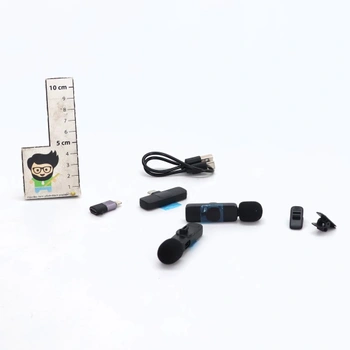 Bezdrátový klopový mikrofon KUKIHO pro iPhone/iPad/Android (2 vysílače), mini klipový mikrofon s