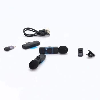 Bezdrátový klopový mikrofon KUKIHO pro iPhone/iPad/Android (2 vysílače), mini klipový mikrofon s