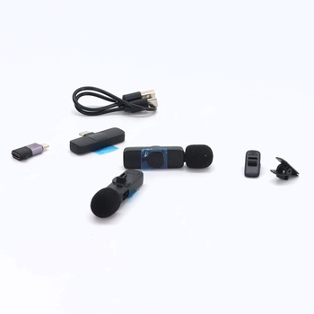 Bezdrôtový klopový mikrofón KUKIHO pre iPhone/iPad/Android (2 vysielače), mini klipový mikrofón s