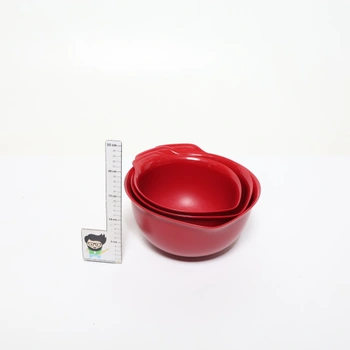 Sada červených plastových mís KitchenAid