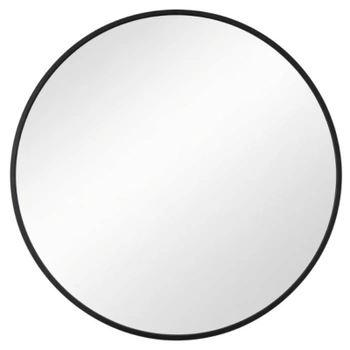 Nástenné okrúhle zrkadlo s hliníkovým rámom, 60 cm, čierne…