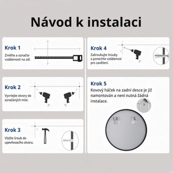 Nástenné okrúhle zrkadlo s hliníkovým rámom, 60 cm, čierne - N