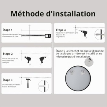 Nástenné okrúhle zrkadlo s hliníkovým rámom, 60 cm, čierne - N