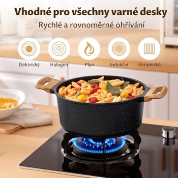 Sada hrncov a panvíc 19481, 10 dielov, nepriľnavý granit, čierna - N