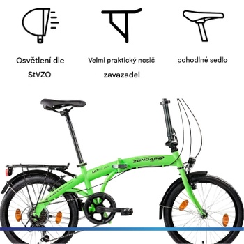 Skladací bicykel ZF20 Speed ​​Folder, 20 palcov, Shimano, 6 rýchlostí, zelené - N