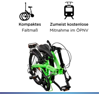 Skladací bicykel ZF20 Speed ​​Folder, 20 palcov, Shimano, 6 rýchlostí, zelené - N