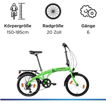 Skladací bicykel ZF20 Speed ​​Folder, 20 palcov, Shimano, 6 rýchlostí, zelené - N