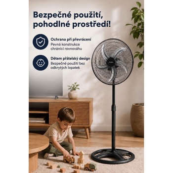 Stojanový ventilátor KTF-340, 132 cm, 60 W, čierny - B