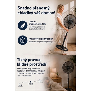 Stojanový ventilátor KTF-340, 132 cm, 60 W, čierny - B
