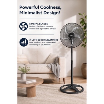 Stojanový ventilátor KTF-340, 132 cm, 60 W, čierny - B