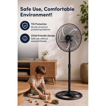 Stojanový ventilátor KTF-340, 132 cm, 60 W, čierny - B