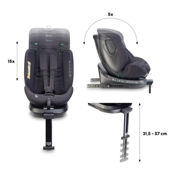 Detská autosedačka Move360 i-Size, 40-150 cm, 360 °, čierna - A