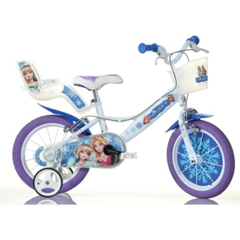 Detský bicykel Snow Queen s košíkom a sedačkou pre bábiku, 14 palcov, biele - B
