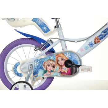 Detský bicykel Snow Queen s košíkom a sedačkou pre bábiku, 14 palcov, biele - B
