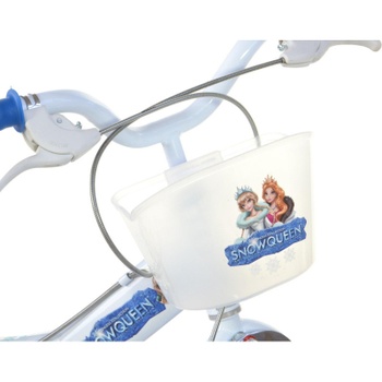 Detský bicykel Snow Queen s košíkom a sedačkou pre bábiku, 14 palcov, biele - B