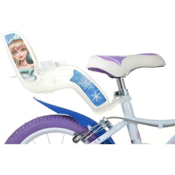 Detský bicykel Snow Queen s košíkom a sedačkou pre bábiku, 14 palcov, biele - B