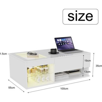 Konferenčný stolík s osvetlením a nastaviteľnou výškou ADZX-251008XJW0101-1-11C, 100 x 55 x 35 cm, b
