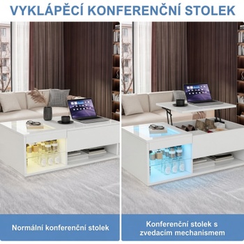 Konferenčný stolík s osvetlením a nastaviteľnou výškou ADZX-251008XJW0101-1-11C, 100 x 55 x 35 cm, b