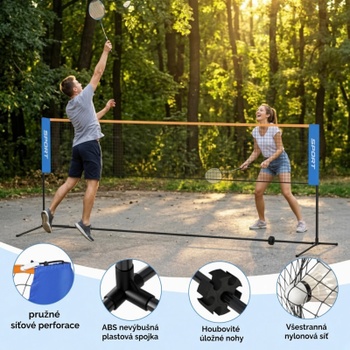 Badmintonová vonkajšia sieť, 400 cm, nastaviteľná výška, modrá - A